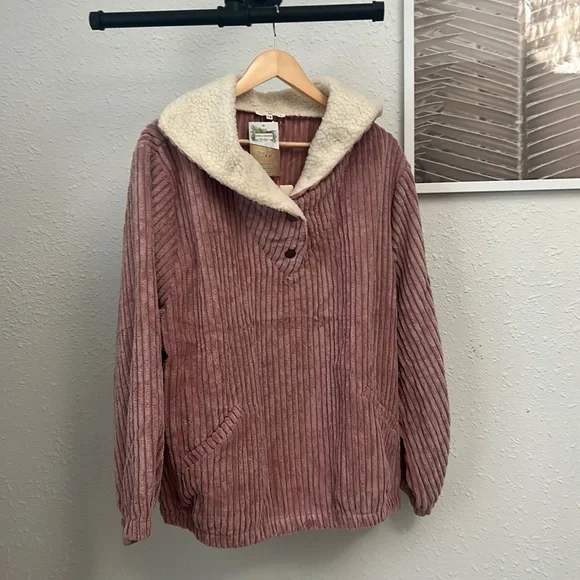Pink Corduroy With Sherpa Lining Sweatshirt - Picture 1 of 6